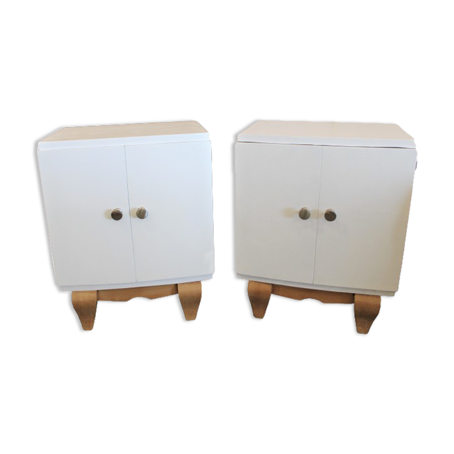 2 white bedside tables