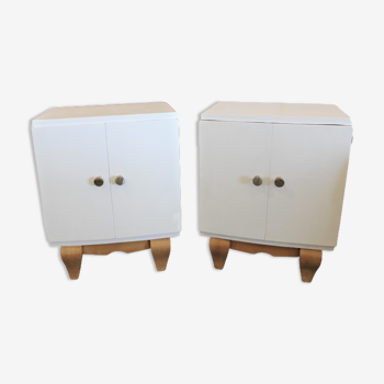 2 white bedside tables