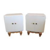 2 white bedside tables
