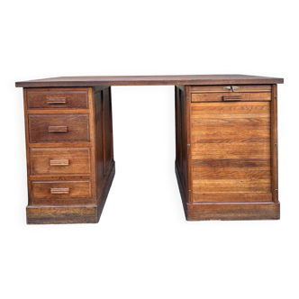 Bureau de notaire, meuble de métier, bois, vintage, début XXème.