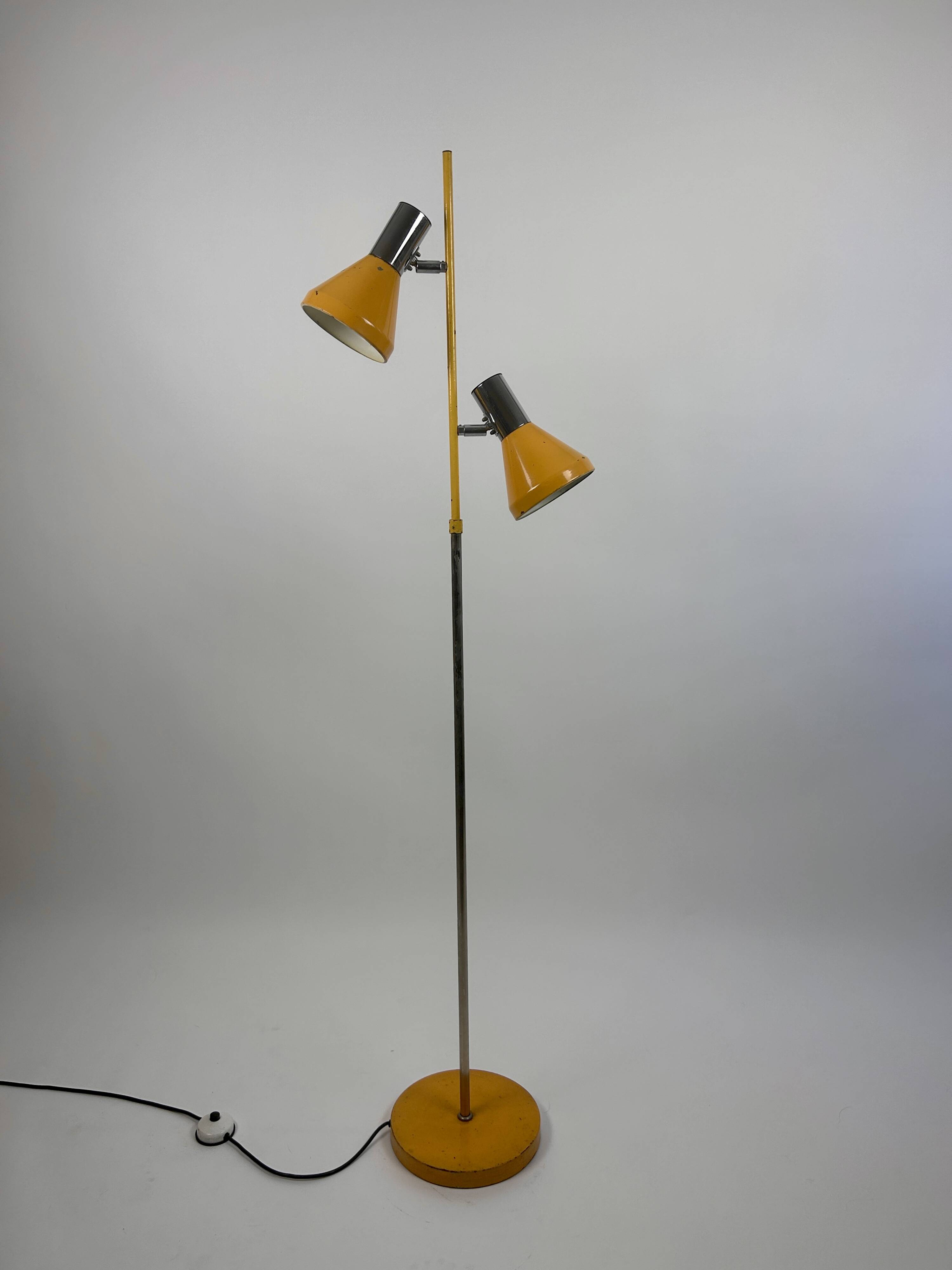 1960s yellow chrome floor lamp