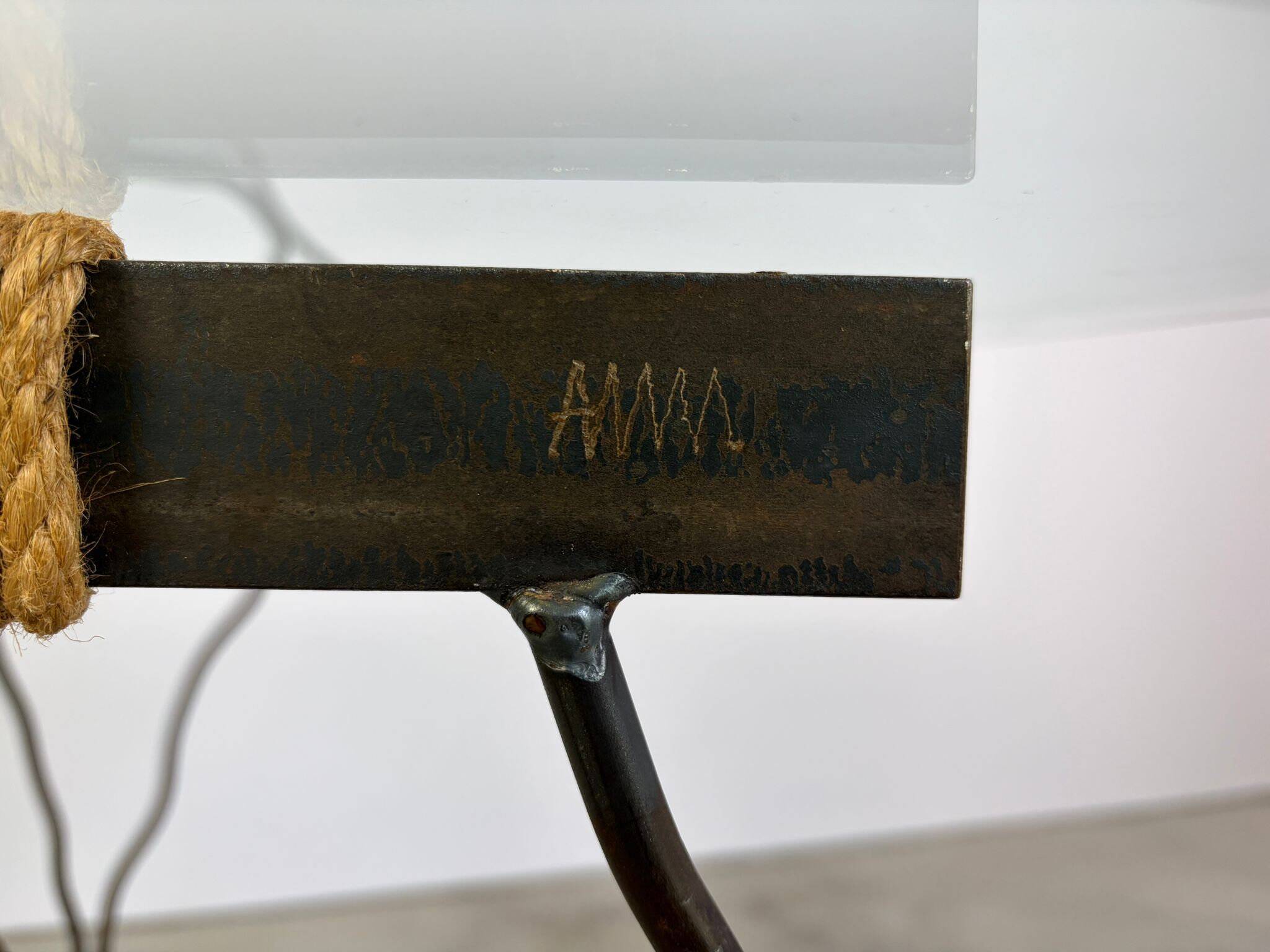 Table à manger vintage en fer forgé et verre, années 1970