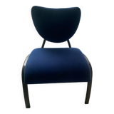 Black metal design armchair with blue fabric. 1980s.