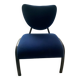 Black metal design armchair with blue fabric. 1980s.