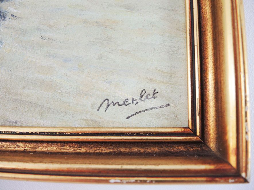 Oil on wood framed and signed henri merlet : les pêcheuses normandes