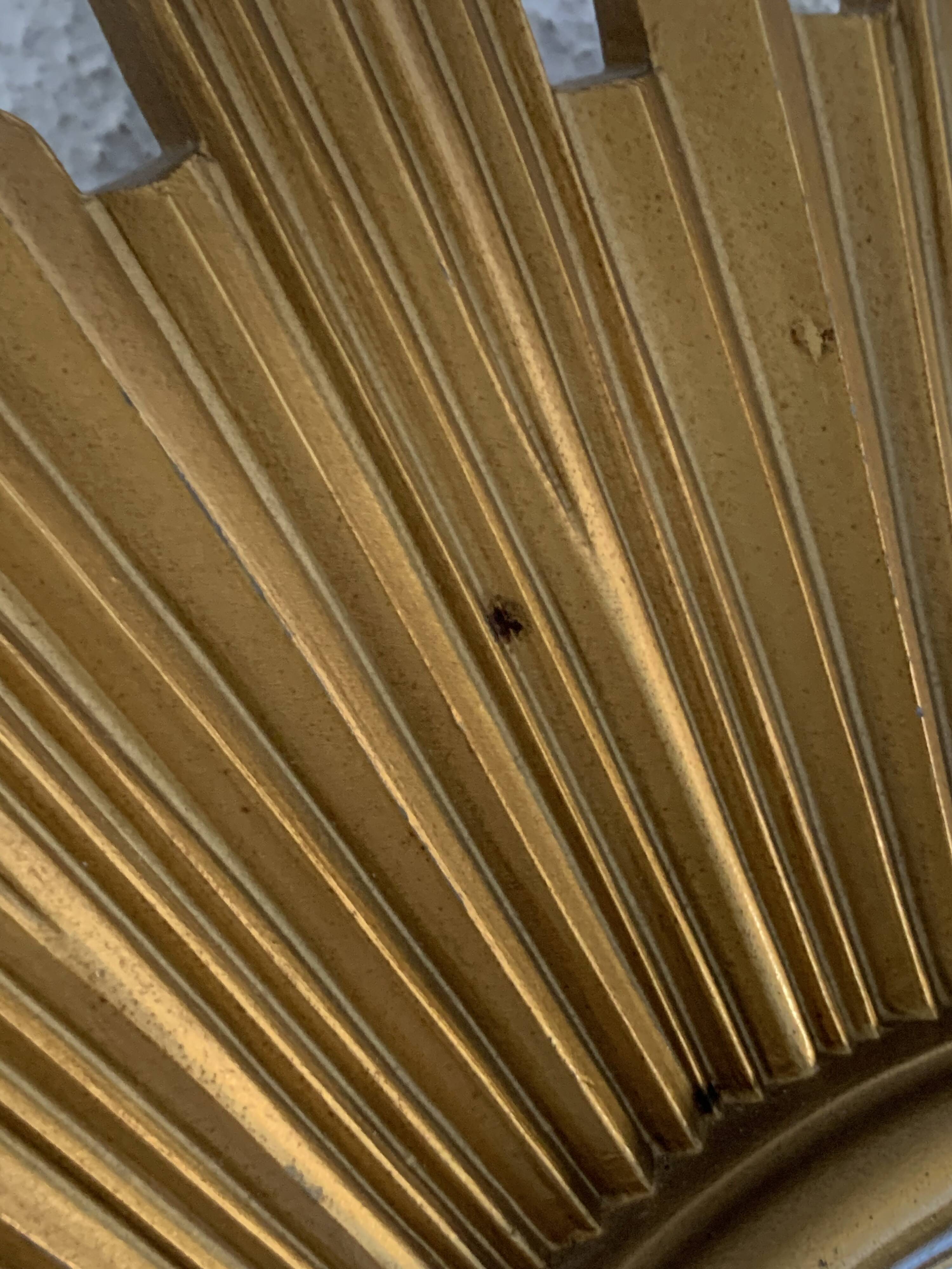 Vintage 1970s gold plastic sun mirror - 44 cm