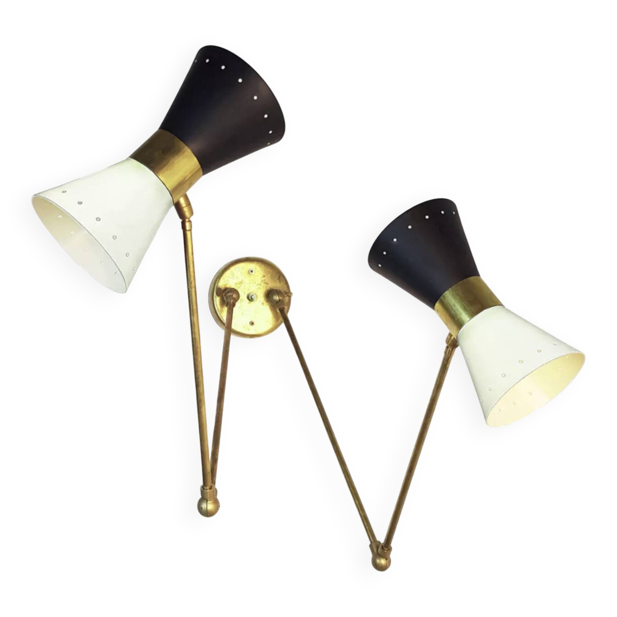 Large double articulated wall lamp design 1950