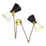 Large double articulated wall lamp design 1950