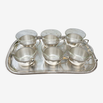 Silver coffee set and glass schott mainz 1970