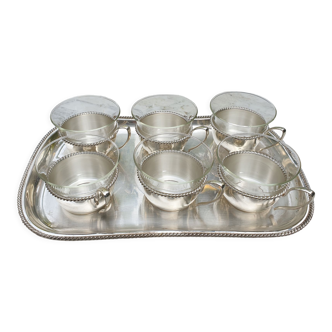 Silver coffee set and glass schott mainz 1970