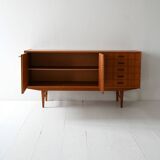 Vintage Scandinavian teak sideboard with five drawers