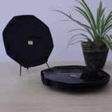 6 "Octime" black Arcoroc dessert plates