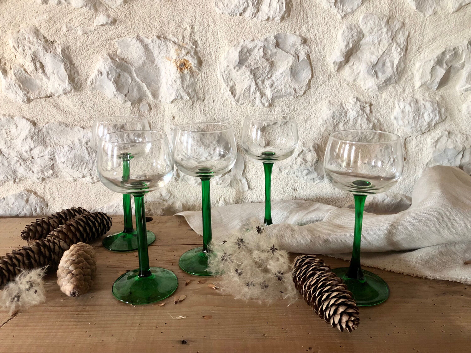 Antique white wine glasses