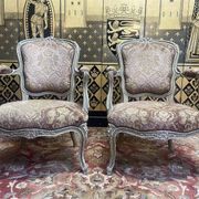 Pair of Louis XV style cabriolet armchairs in genoa velvet