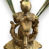 Tulip tree centerpiece in opalescent glass and bronze nineteenth