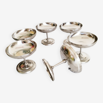 Ice cream or sorbet cups, set of 6, in 18/10 stainless steel, 1970s, made in France (lot 10)