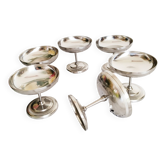 Ice cream or sorbet cups, set of 6, in 18/10 stainless steel, 1970s, made in France (lot 10)