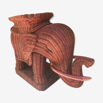 Elephant rattan side table