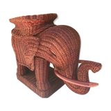 Table d'appoint elephant rotin 1970