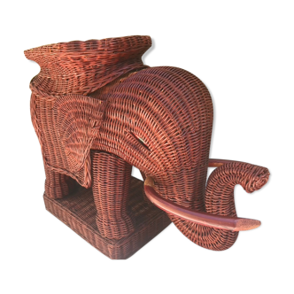 Table d'appoint elephant rotin 1970