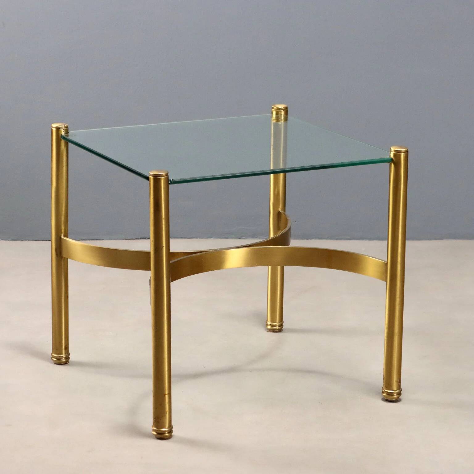 Vintage coffee table in brass and glass, Italian design, 1970s.