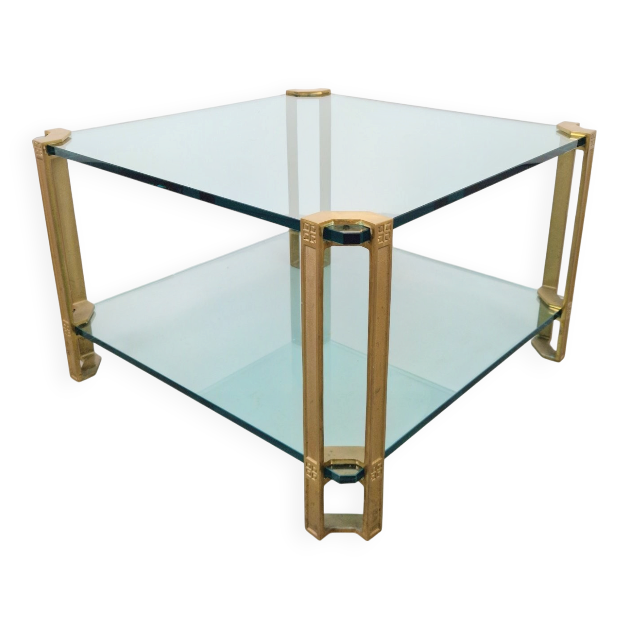 Regency Model T24 Coffee Table in Brass and Glass by Peter Ghyczy, 1970s
