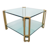 Table basse Regency Model T24 en laiton et verre par Peter Ghyczy, années 1970