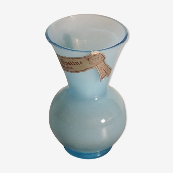 Vase miniature en opaline de cristallin bleue Schneider