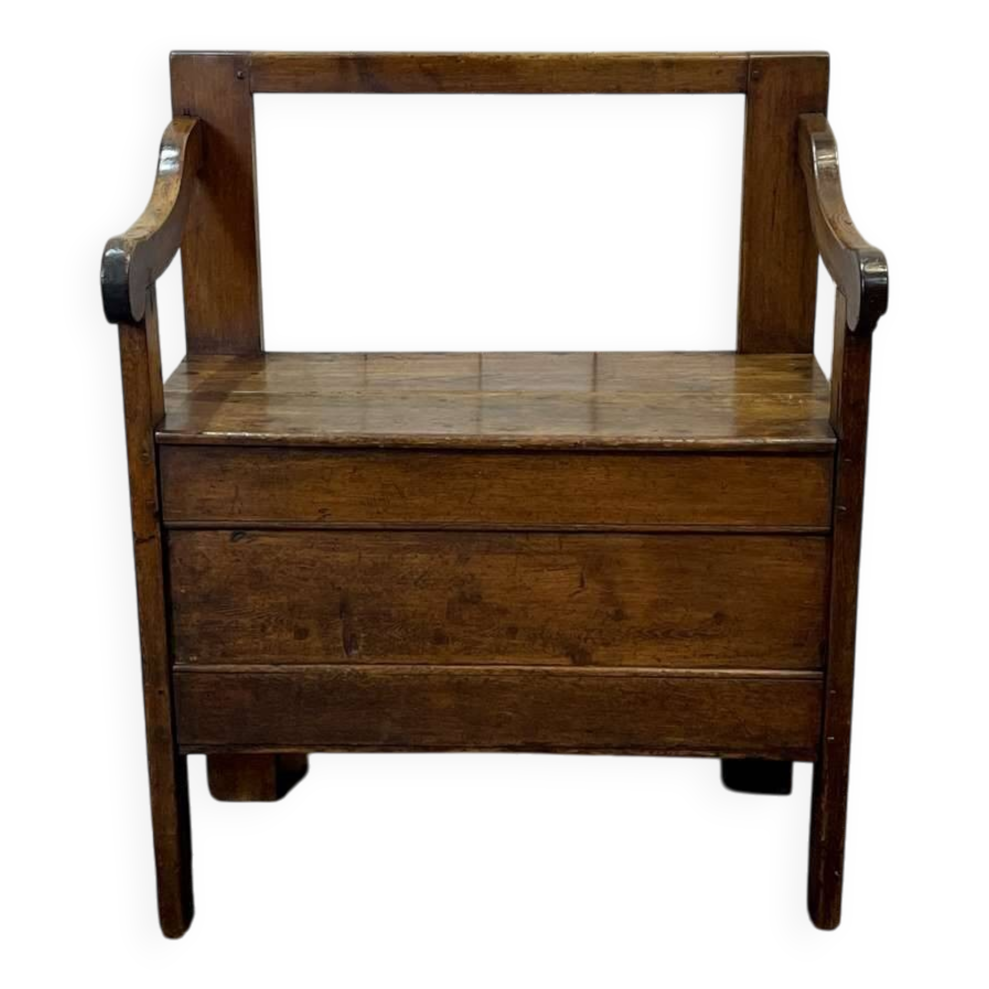 19th century fir fireplace bench