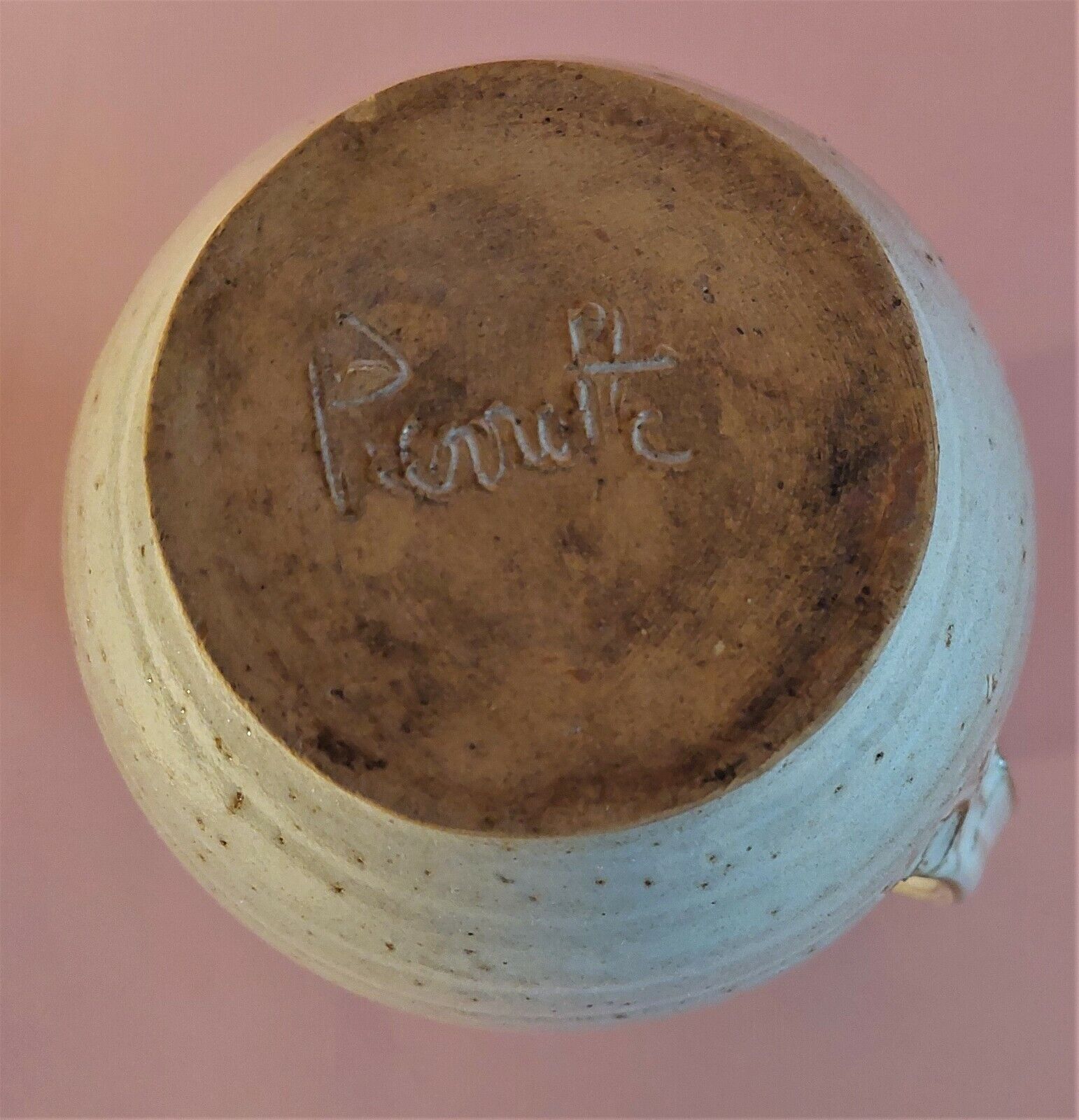 Glazed terracotta pitcher signed Pierrette XXth