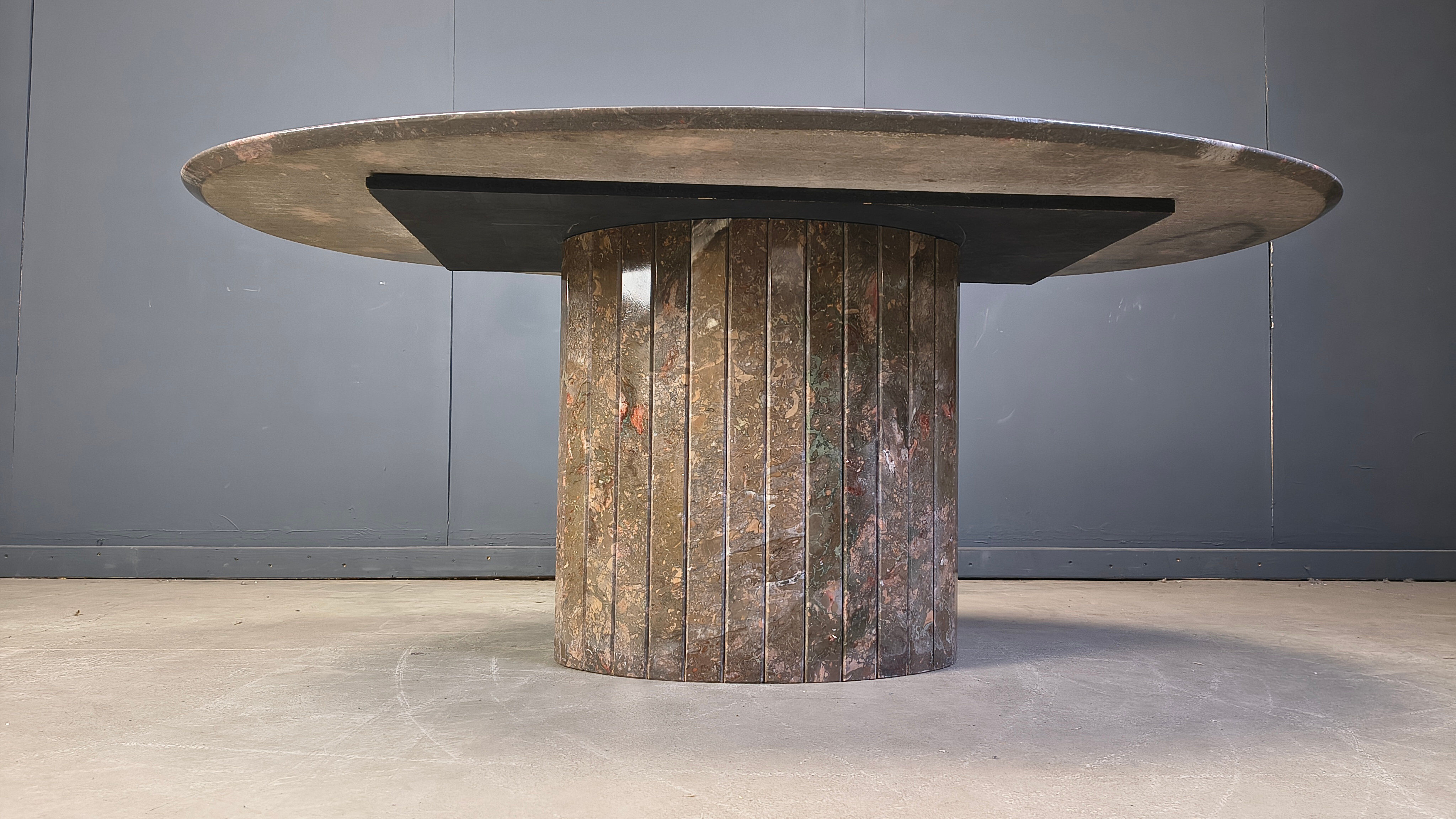 Vintage oval marble dining table, 1970s