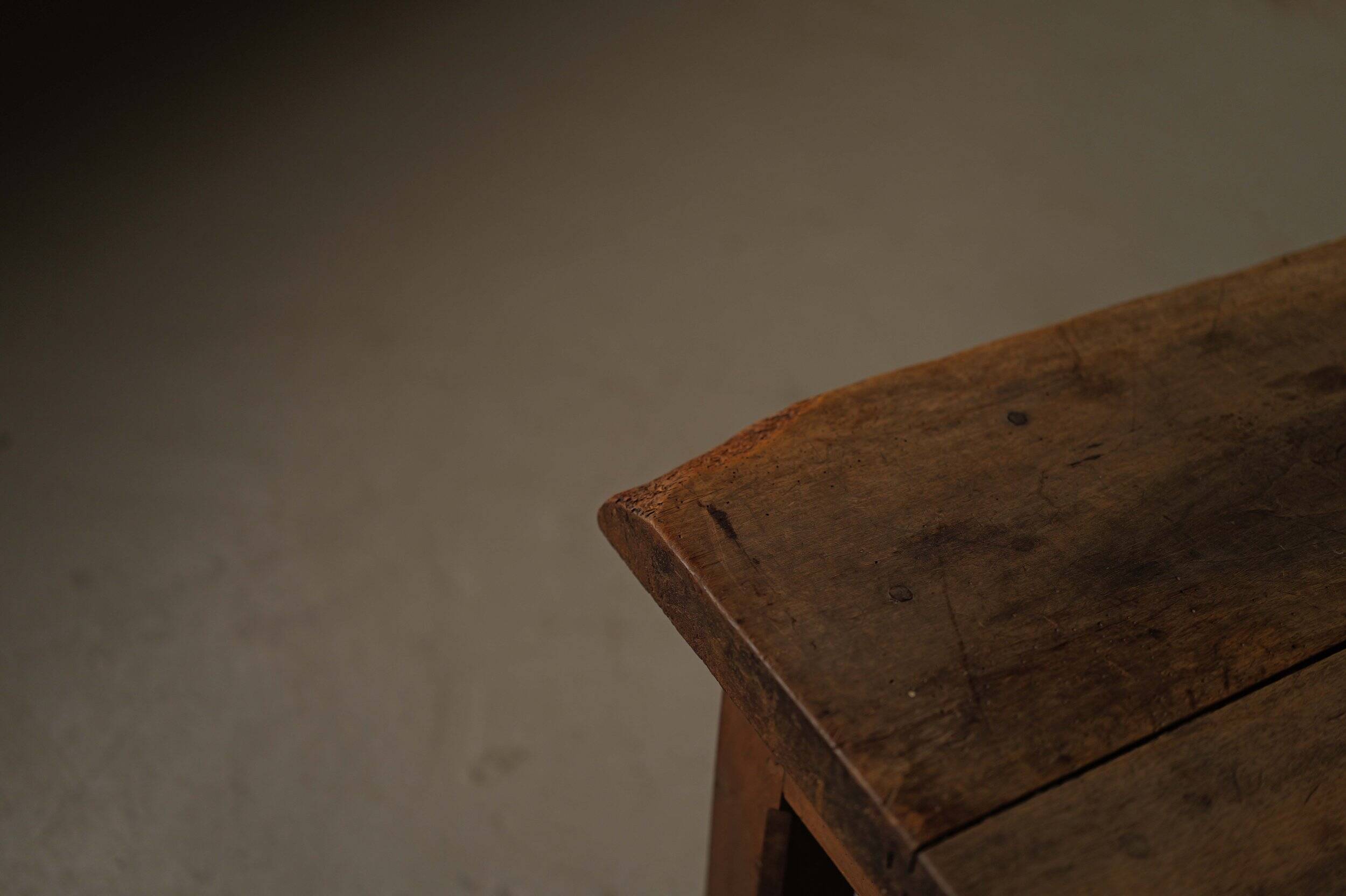 Antique work table/console in solid oak, Auvergne, circa 1900