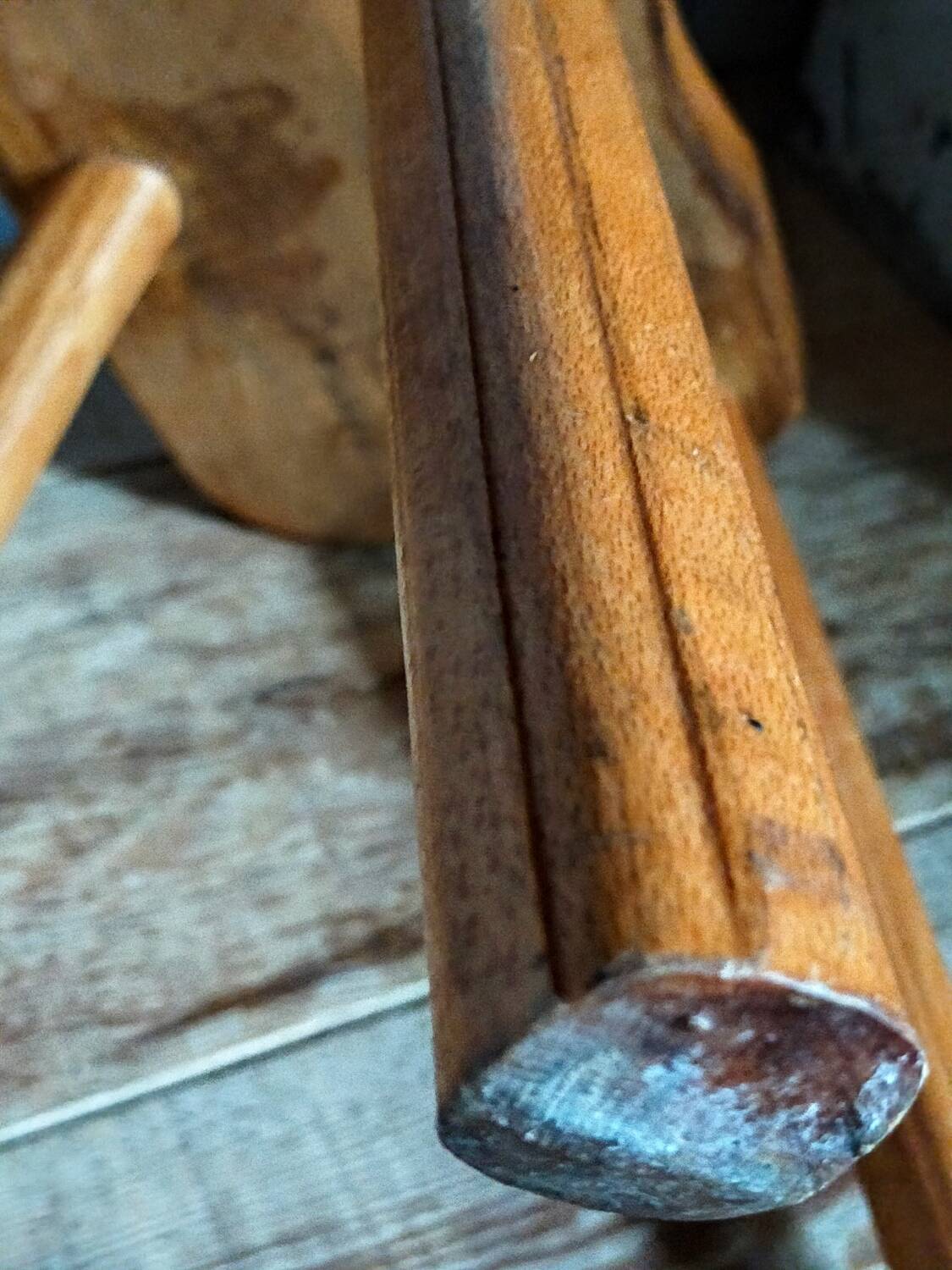 Solid wood tripod stool from the 50s