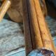 Solid wood tripod stool from the 50s