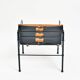 Ensemble de salon design moderniste noir par Jan van Opzeeland en cuir et bar en acier, Pays-Bas, années 1980