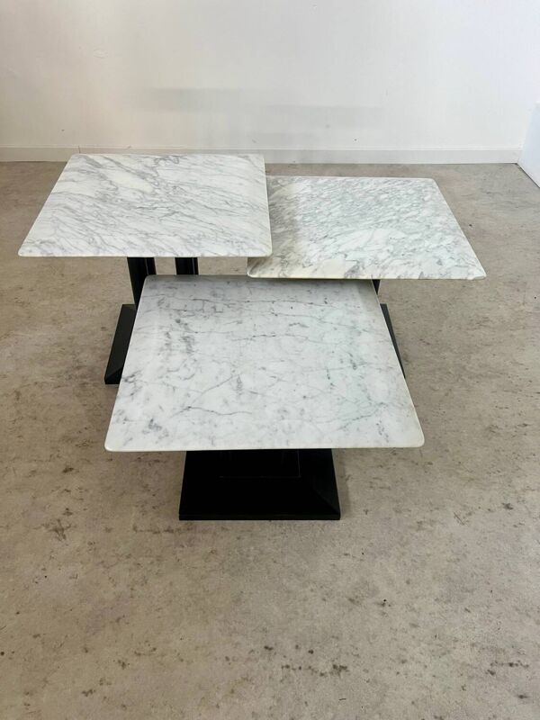 Ensemble table basse en marbre gigogne design italien des années 70 vintage