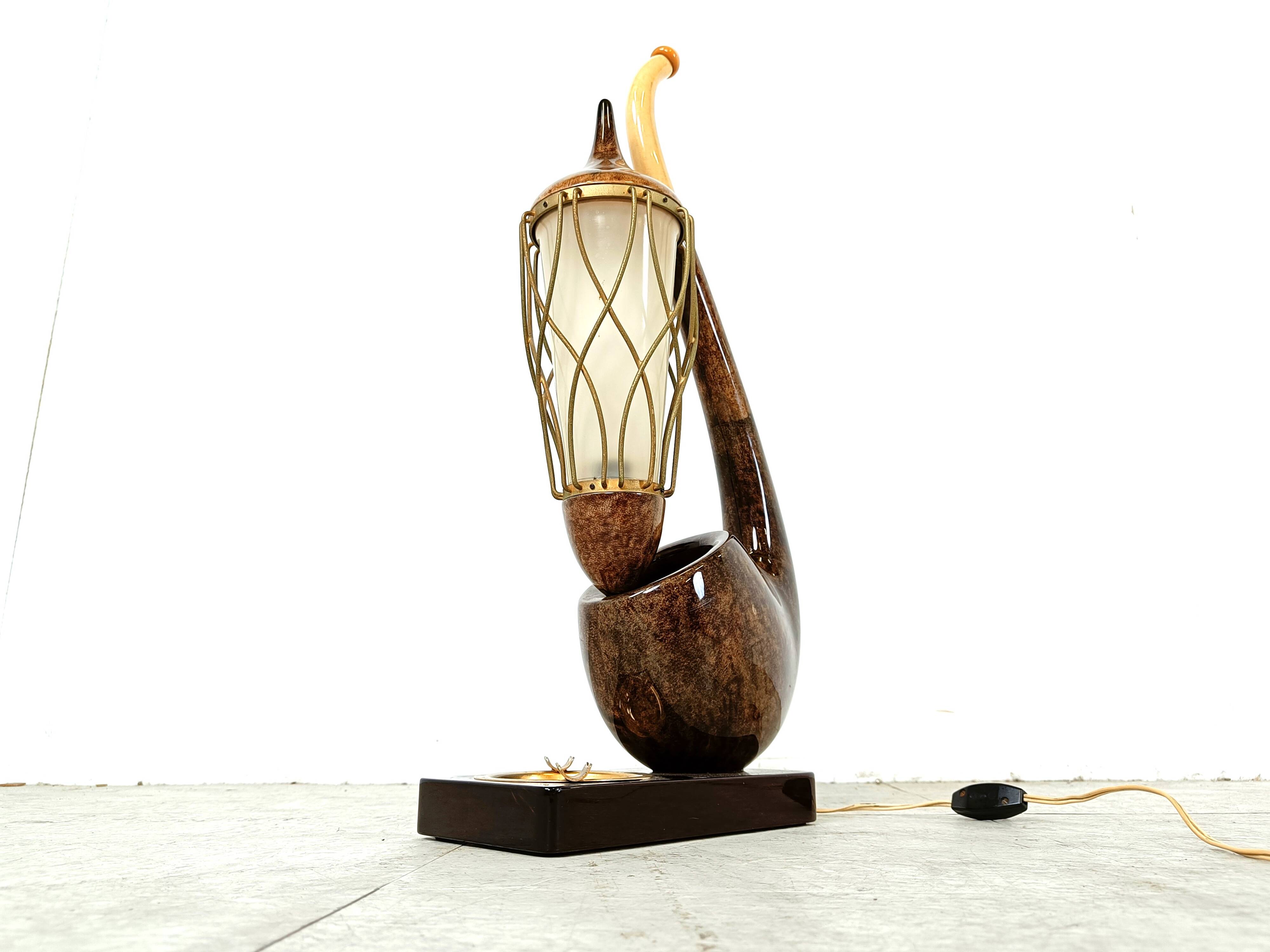 Vintage pipe table lamp by Aldo Tura, 1960s
