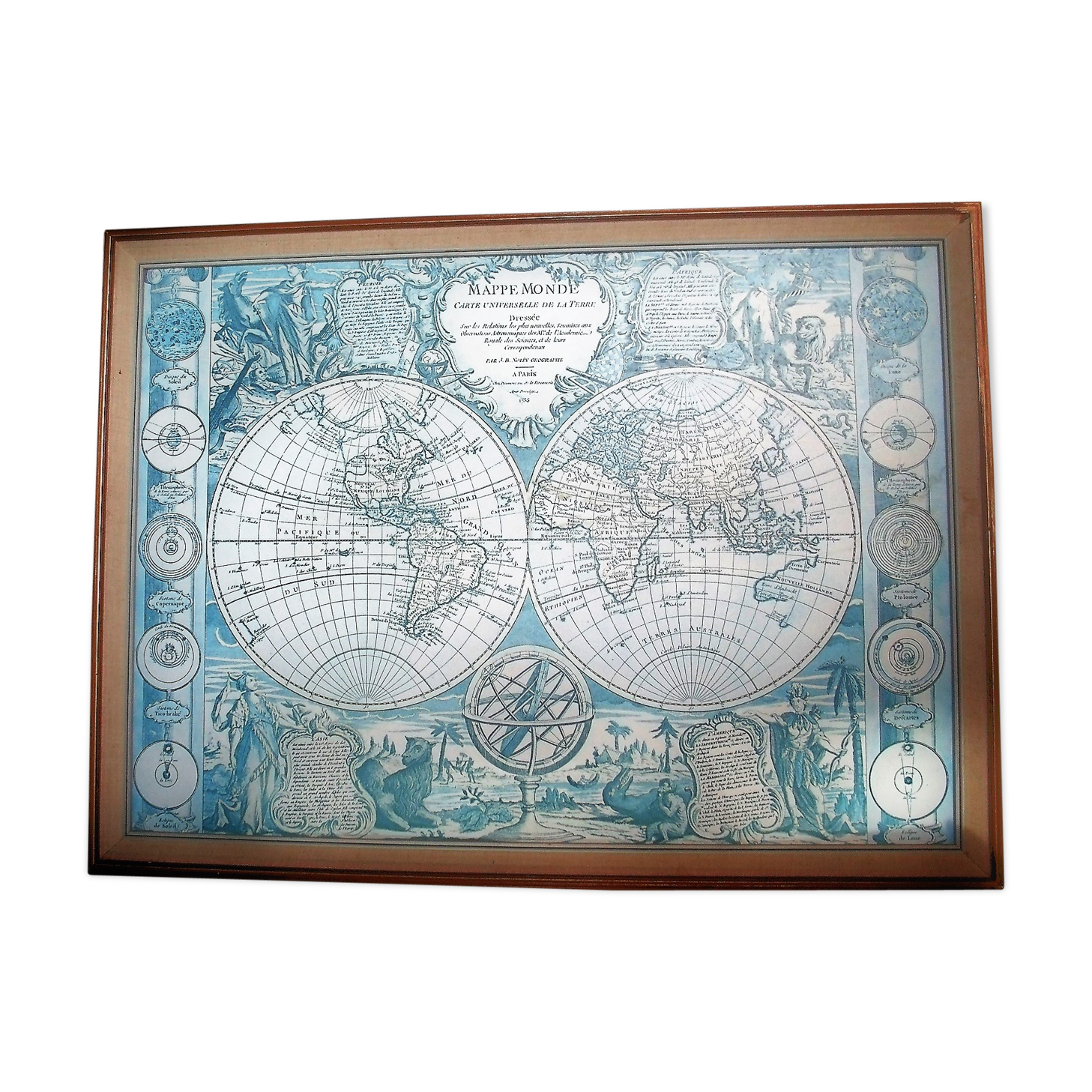 Old map framed map world map