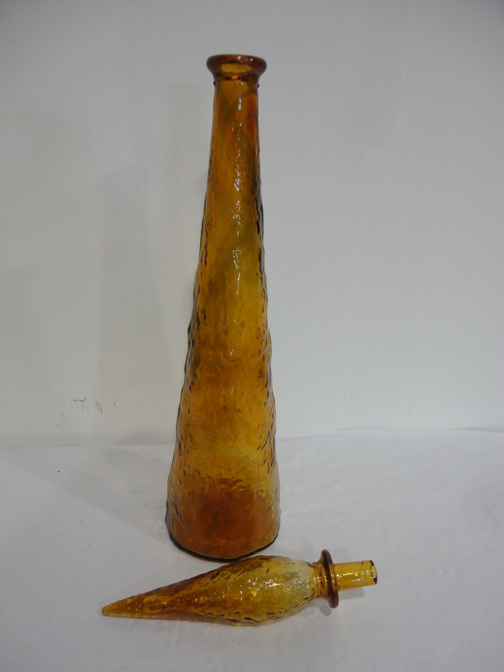 Italian "bumpy" brown glass decanter