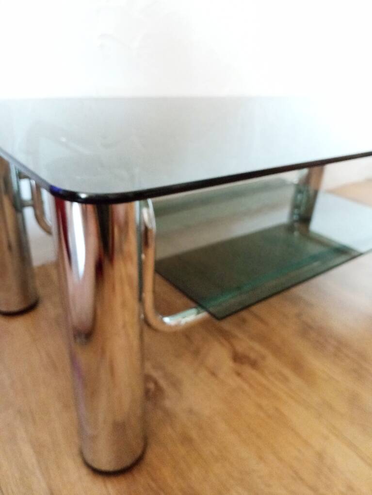 Vintage chrome and smoked glass coffee table