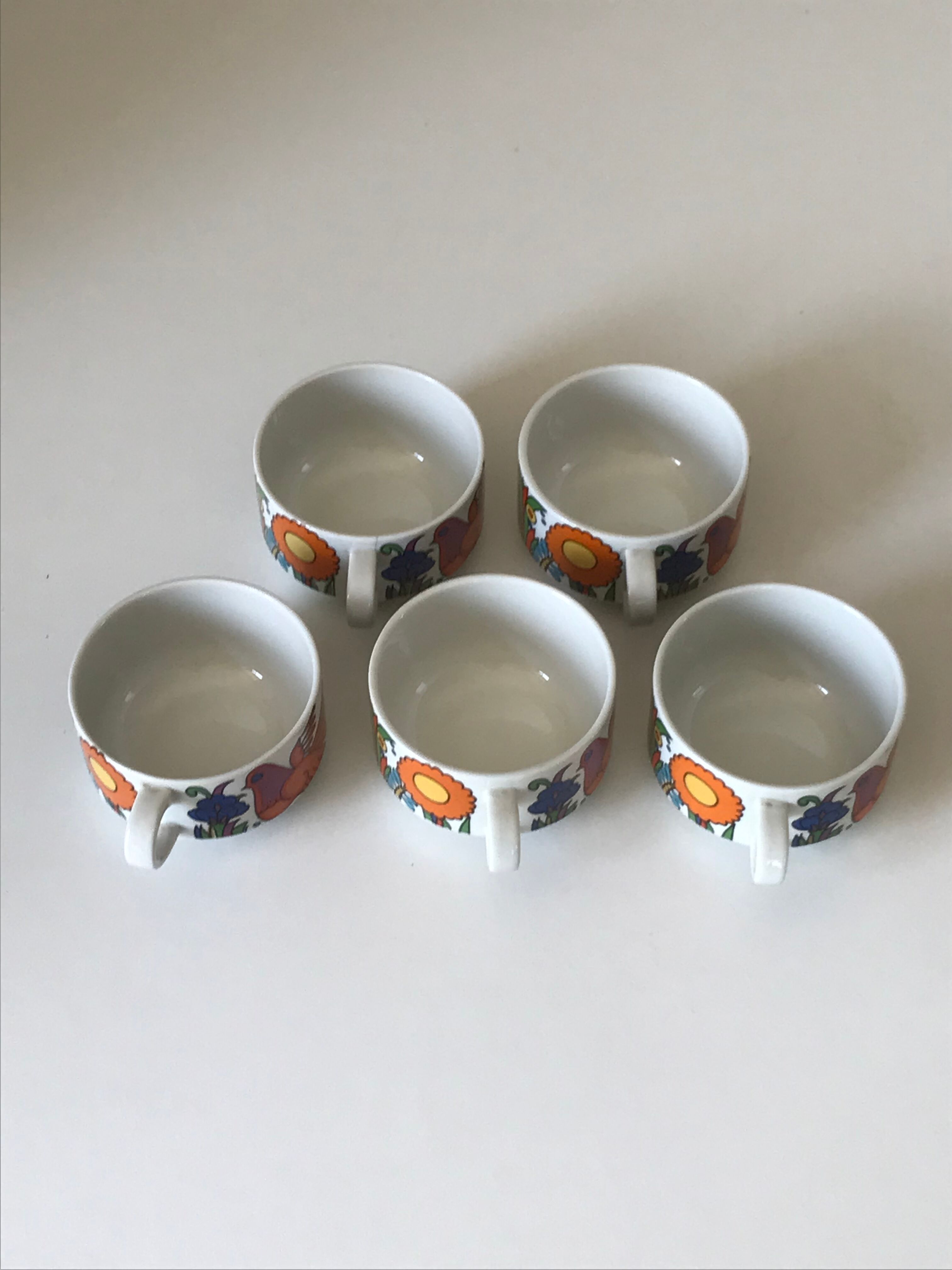 Set of 5 cups Acapulco vintage design 1970