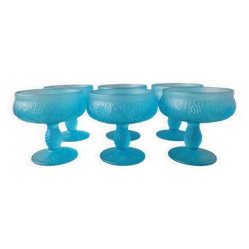 Frosted blue bowls