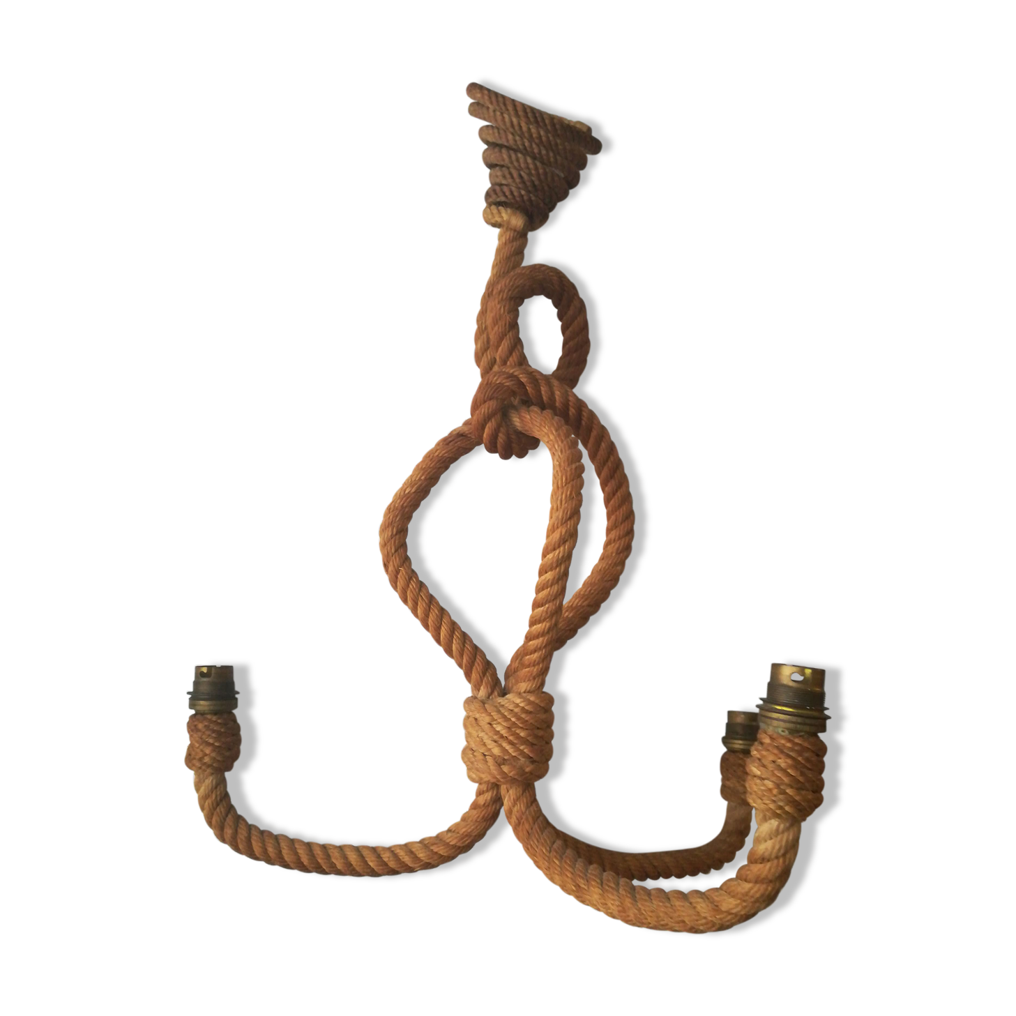 Artisanal chandelier in rope from the 60