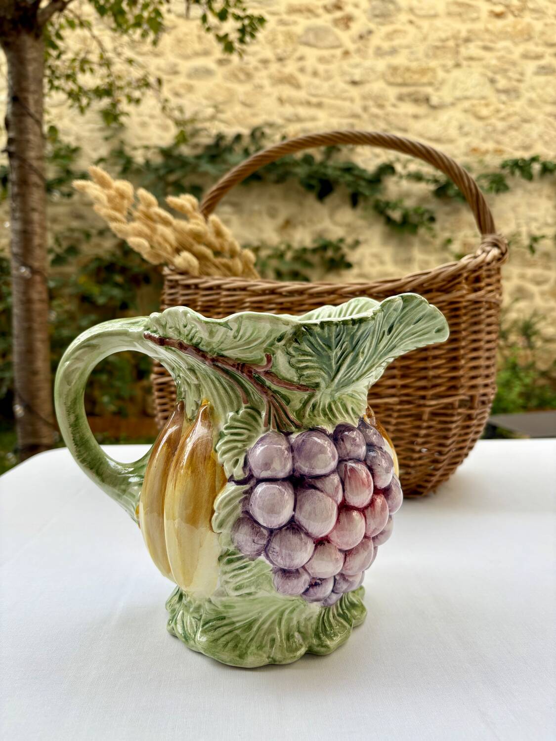 Majolica Italy slip pitcher