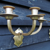 Antique Bronze and Brass 3 arm candle wall sconces Piano Organ fixtures French early 1900s can be re