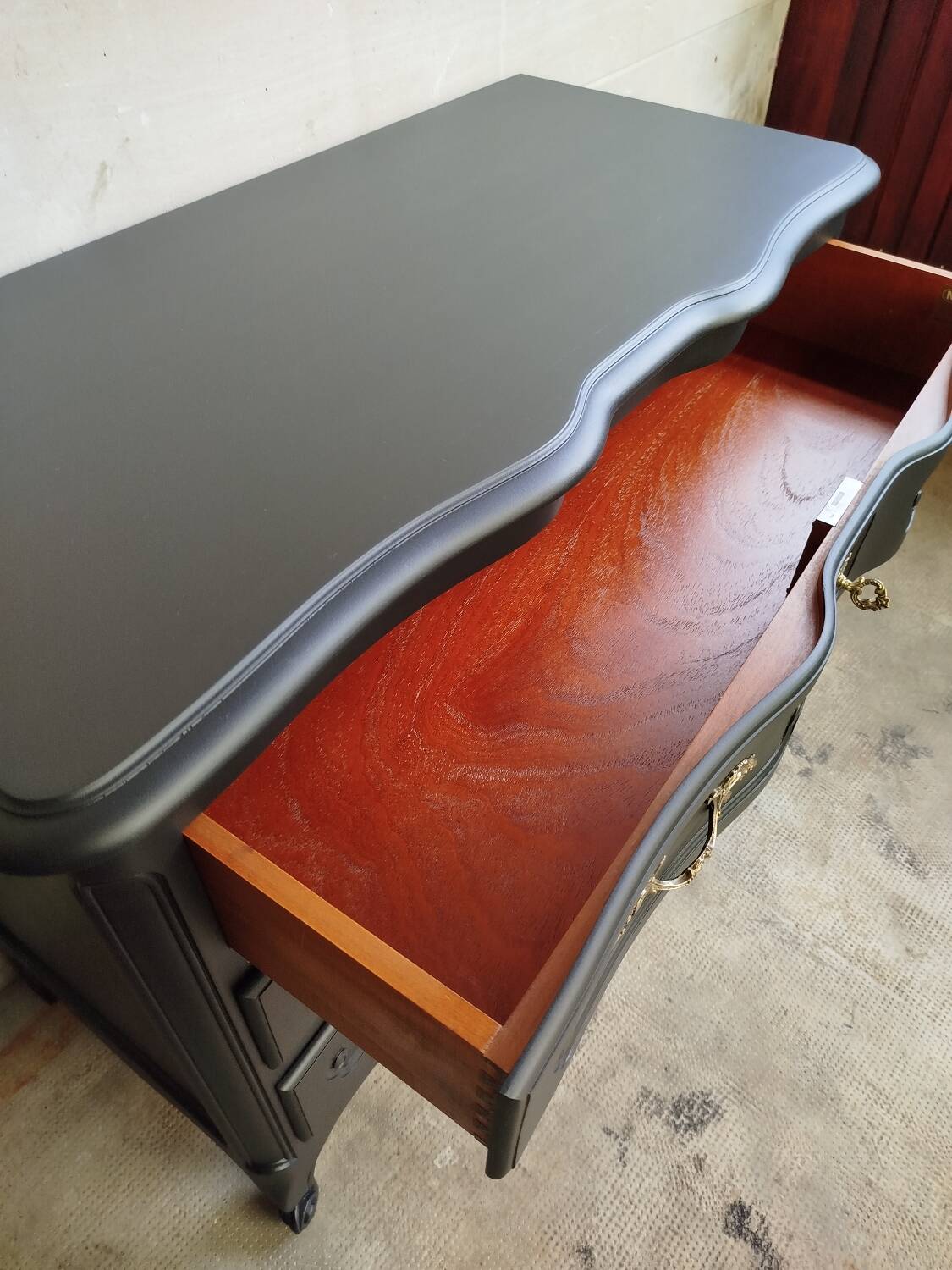 Vintage chest of drawers repainted in black