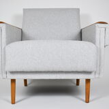 Mid-century modern armchair, restored, 1960, light grey fabric