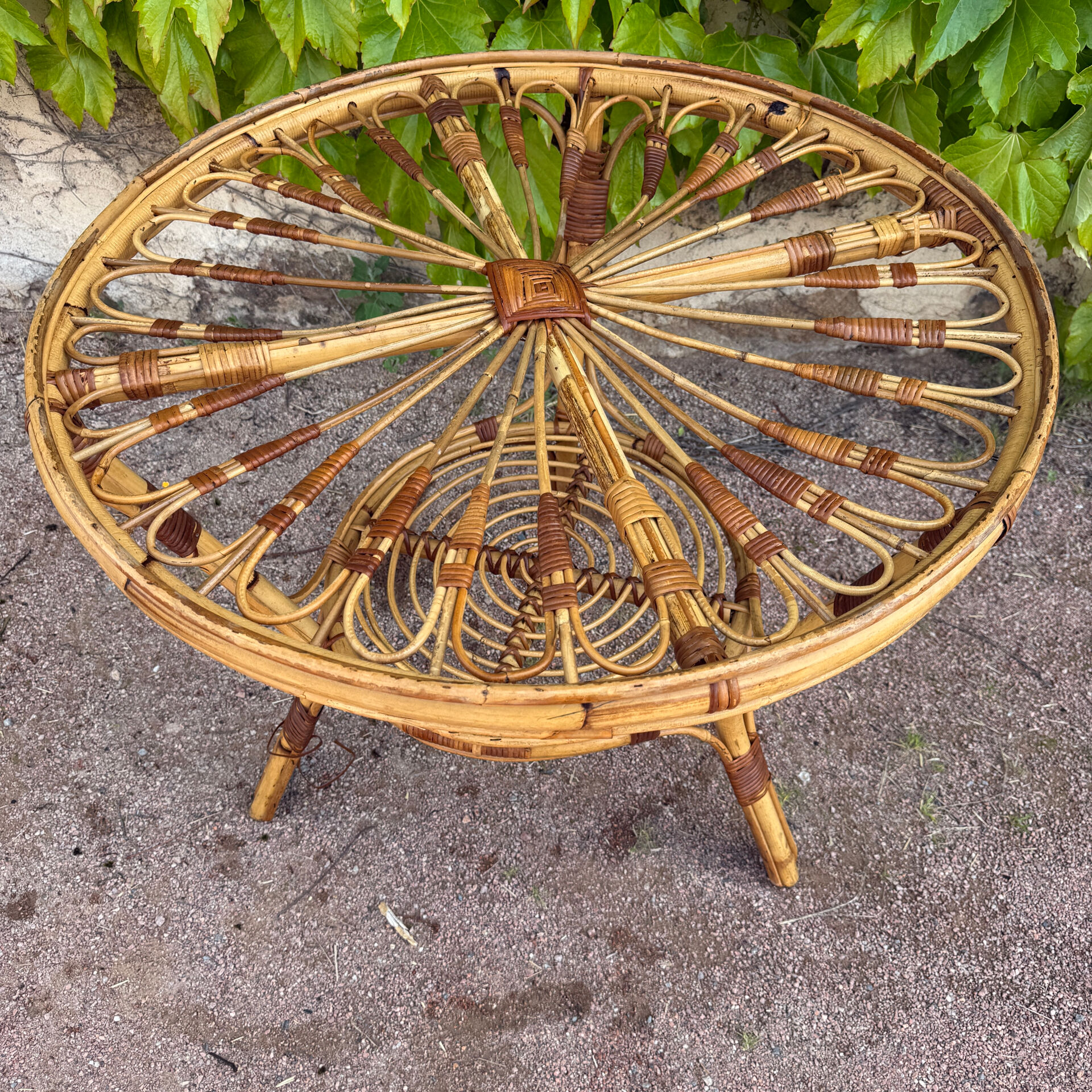 1950s rattan table from France