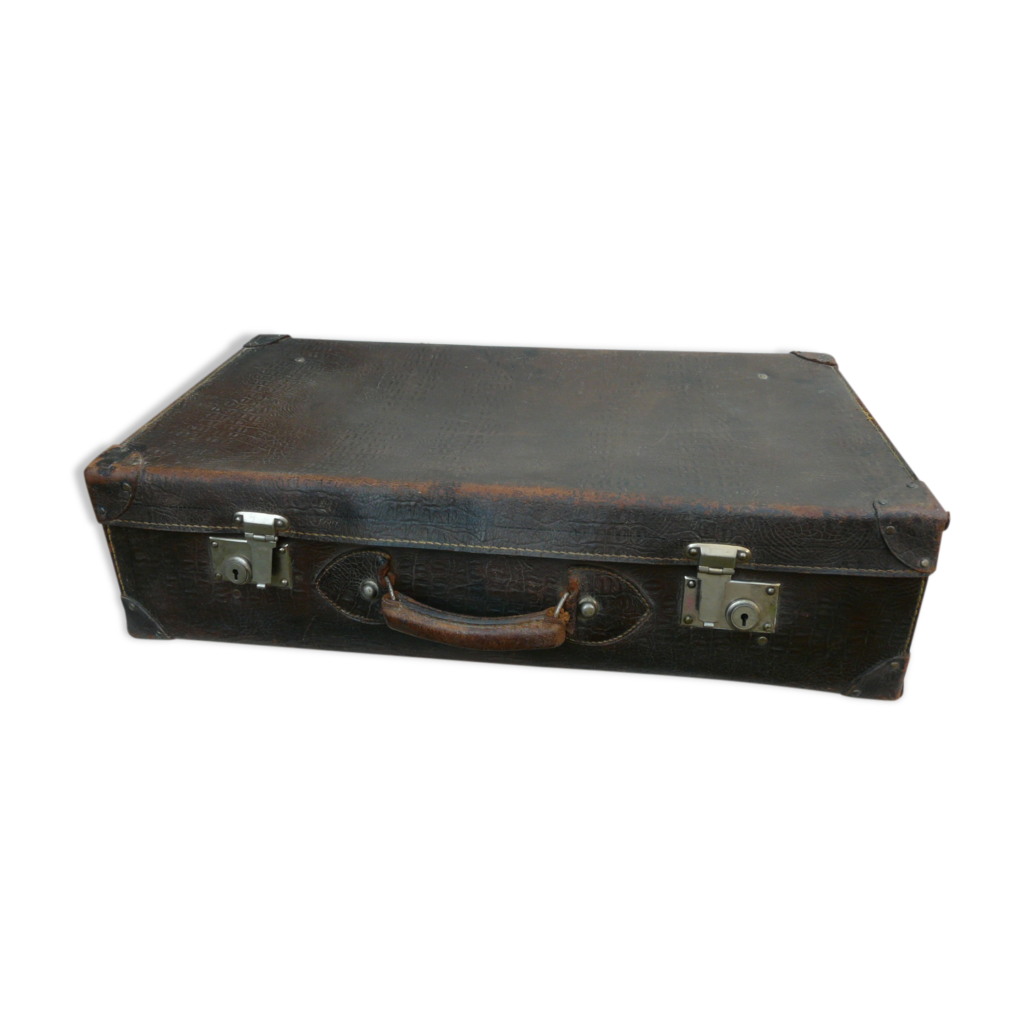 Leather case in brown interior fabric