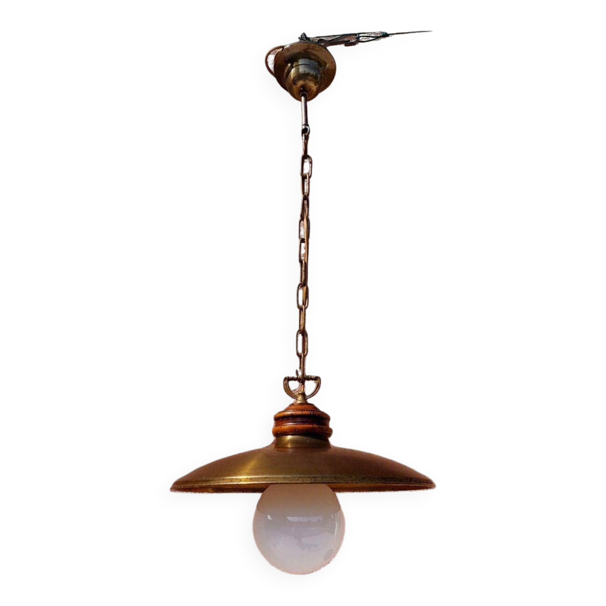 Vintage style suspension Marine & Bistrot in patinated brass – 1960s/70s